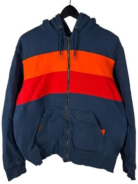 Mens California Cowboy Sunset Heavyweight Full Zip Blue Hoodie Size L